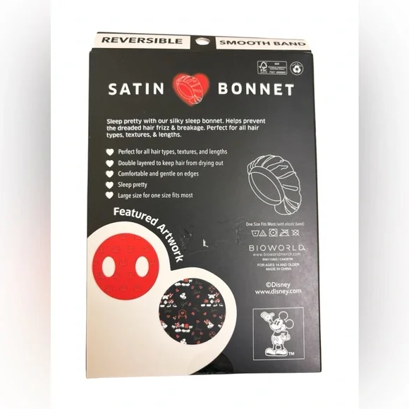 Disney Mickey & Minnie Mouse Reversible Satin Bonnet - Picture 2 of 2